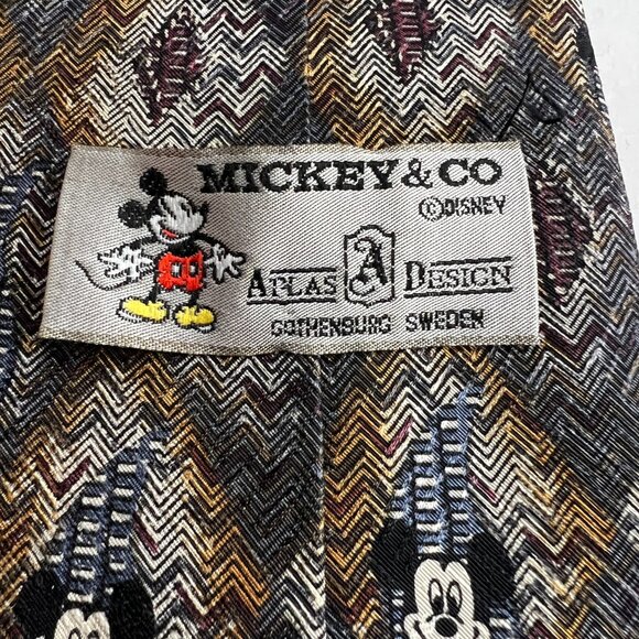 Mickey & CO by Atlas Design Sweden Vintage 100% Silk Tie Mickey Mouse Retro - Picture 3 of 6